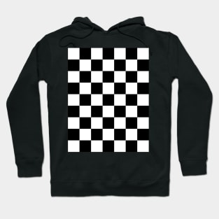 Checkered squares black and white racing flag geometric retro  pattern Hoodie